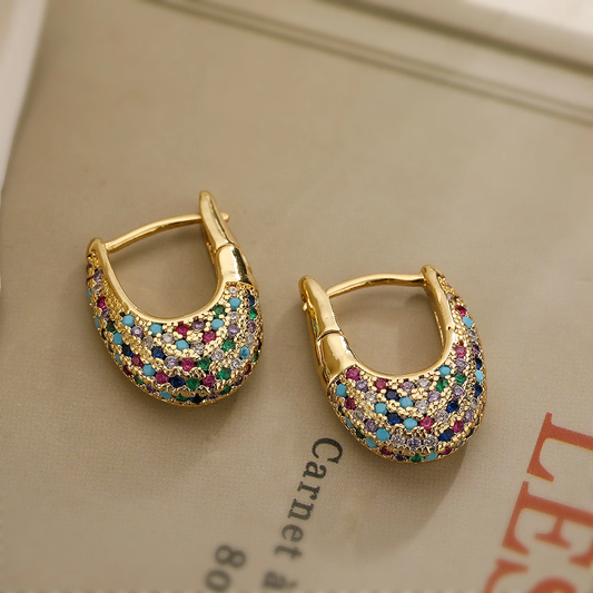 Elegant Earrings with Coloured Crystals