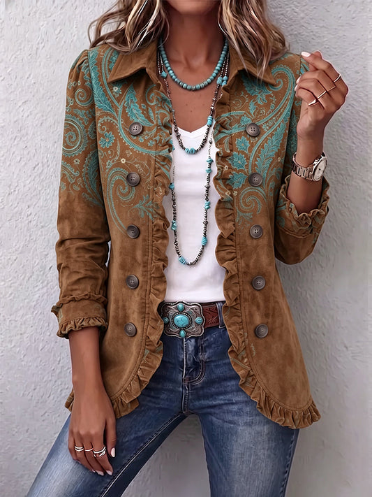 Goldenridge | Women's Paisley Print Ruffle Jacket