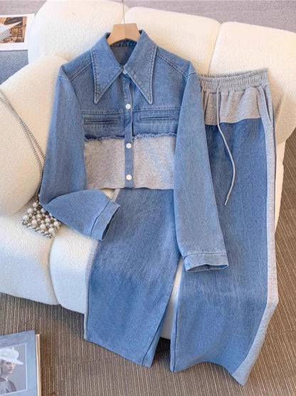 Holbrook | Women's Colour-Block Cropped Jacket & Wide-Leg Pants Set