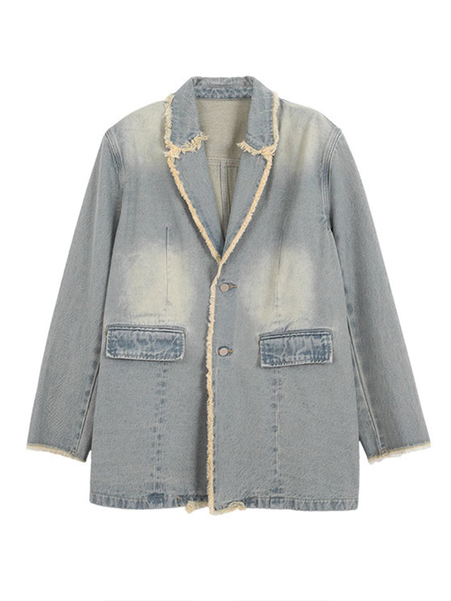 Dionne | Women's Vintage-Style Oversized Blazer with Raw Edges