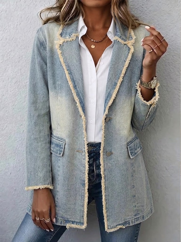 Dionne | Women's Vintage-Style Oversized Blazer with Raw Edges