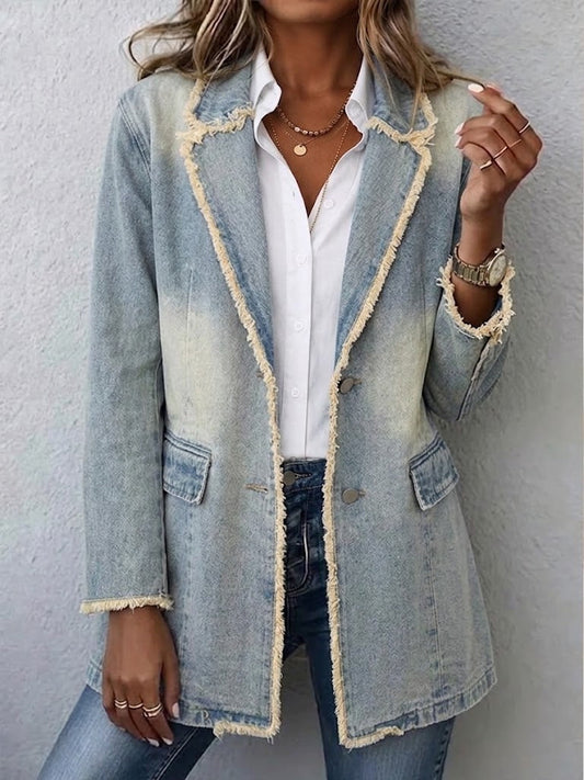 Dionne | Women's Vintage-Style Oversized Blazer with Raw Edges