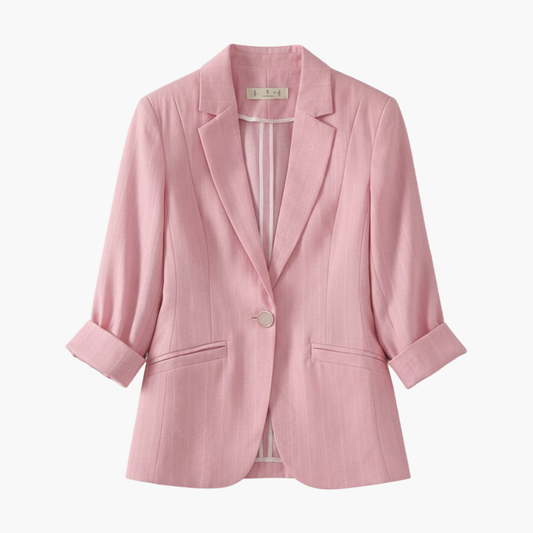 Rosamund | Women's Pink Blazer with 3/4 Sleeves